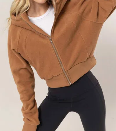 Hyfve Oakley Fleece Zip Up Hoodie In Espresso In Brown
