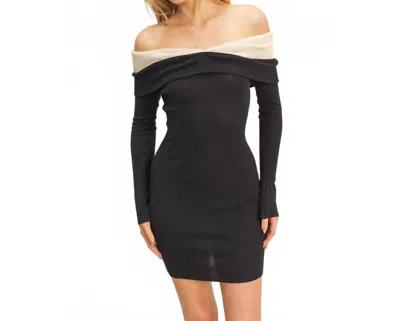 Hyfve Off-the-shoulder Sweater Dress In Black