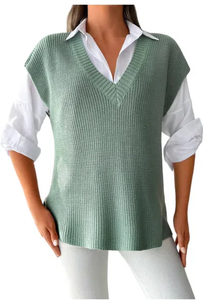 Hyfve Oversized Sweater Vest In Green