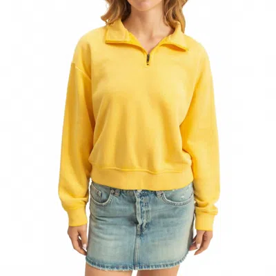 Hyfve Pullover Half Zip Up Terry Sweatshirt In Sunflower In Yellow