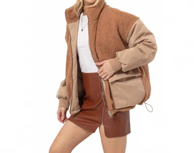 Hyfve Reversible Fur Puffer Jacket In Taupe In Brown