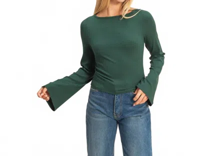 Hyfve Ribbed Knit Bell Top In Dark Green