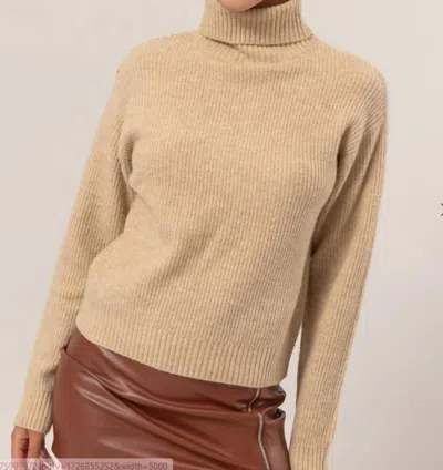 Hyfve Ribbed Turtleneck Sweater In Taupe