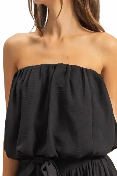 Hyfve Sand Washed Sleeveless Bubble Hem Top In Black