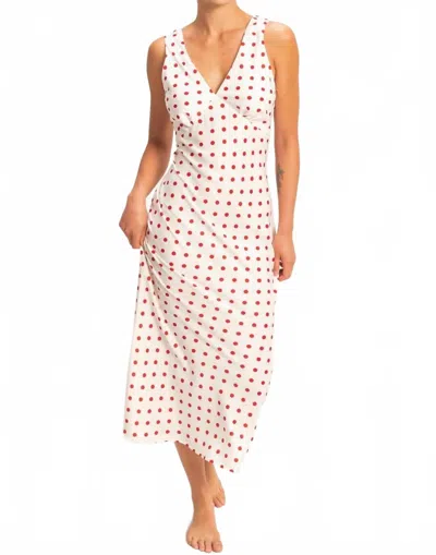 Hyfve Satin Polka Dot Maxi Dress In White & Red