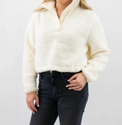 Hyfve Sherpa Long Sleeve Pullover In White In Neutral