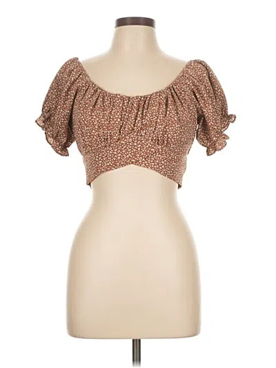 Pre-owned Hyfve Short Sleeve Blouse In Brown