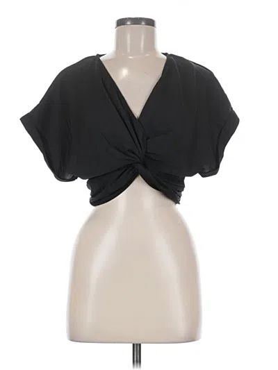 Pre-owned Hyfve Short Sleeve Top Black Plunge Neckline Tops