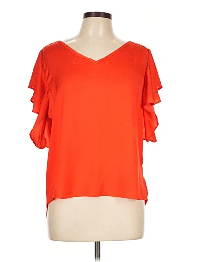 Pre-owned Hyfve Short Sleeve Top Orange Cold Shoulder Neckline Tops