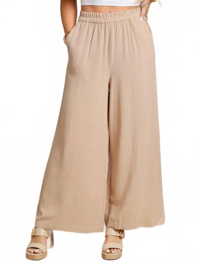 Hyfve Sienna Linen Blend Wide Leg Pants In Taupe In Neutral