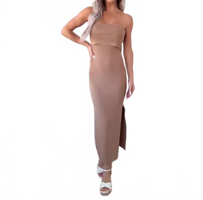 Hyfve Simply Stunning Strapless Dress In Taupe In Brown