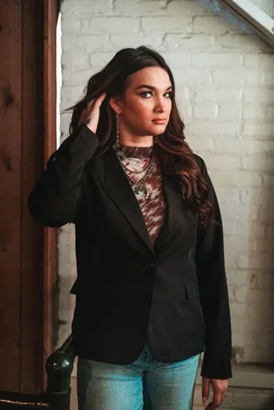 Hyfve Single-button Notched Lapel Western Blazer In Black
