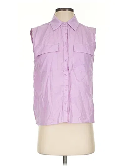 Pre-owned Hyfve Sleeveless Button Down Shirt In Purple