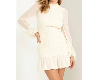 Hyfve Smocked Ruffled Mini Dress In Off White