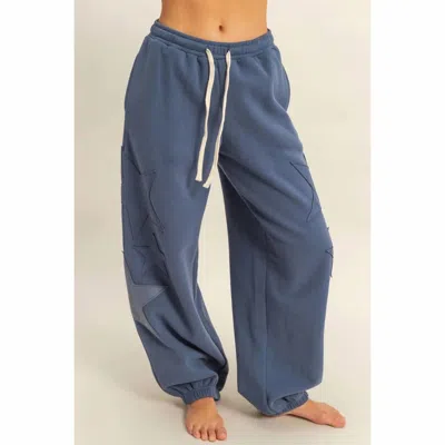 Hyfve Star Patch Baggy Jogger In Navy In Blue