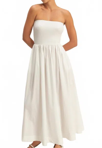 Hyfve Strapless Flowy Midi Dress In White