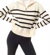 Hyfve Stripe Half Zip Sweater In White In White