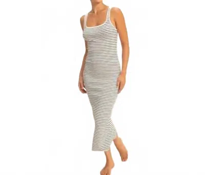 Hyfve Striped Bodycon Midi Dress In White/black In Multi
