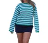 Hyfve Striped Crewneck Sweater In Green In Multi