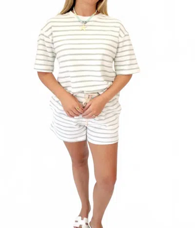 Hyfve Striped Terry Cloth Two-piece Set In Sage & Cream In Multi