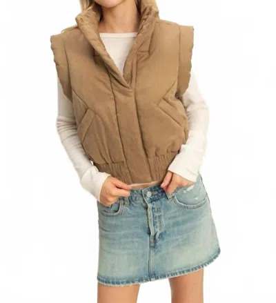 Hyfve Structured Cropped Puffer Vest In Camel In Brown