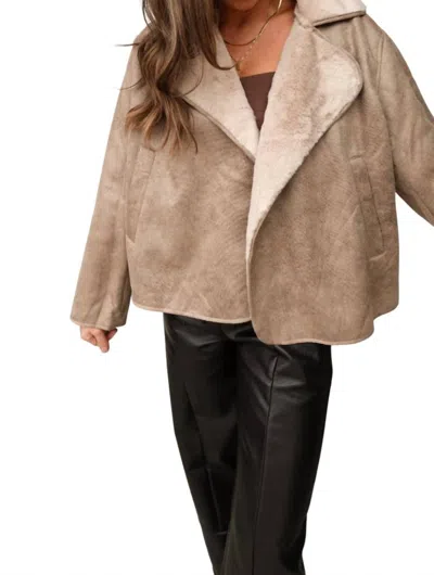 Hyfve Suede Fur Lightweight Jacket In Taupe In Grey