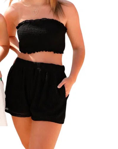 Hyfve Summer Strapless Cropped Short Set In Black