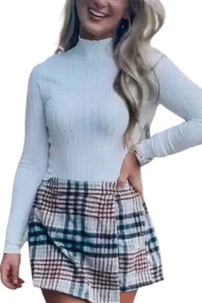 Hyfve Sweet Affection Ribbed Long Sleeve Top In White In Multi