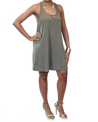 Hyfve T-back Keyhole Swing Mini Dress In Olive In Green