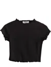 HYFVE TEXTURED SHORT SLEEVE CROP TOP IN BLACK