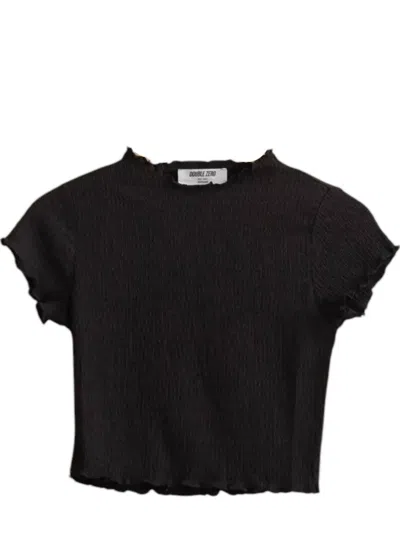 Hyfve Textured Short Sleeve Crop Top In Black