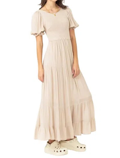 Hyfve Tiered Smocked Maxi Dress In Latte In Multi