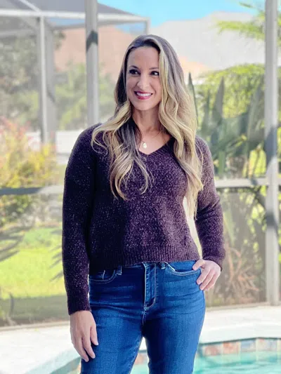 Hyfve Top Of The Class Sweater In Dark Chocolate In Purple