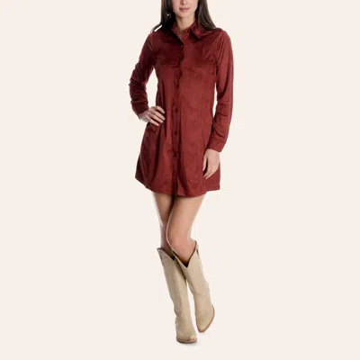 Hyfve Women's Burgundy Faux Suede Long Sleeve Mini Shirt Dress