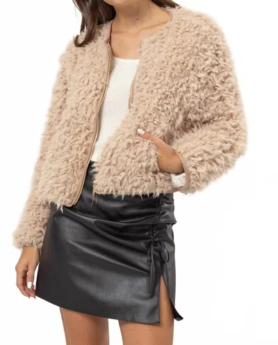 Hyfve Women's Cozy Luxe Fuzzy Zip Jacket In Taupe In Brown