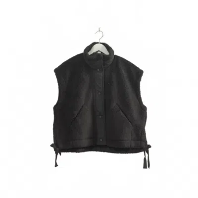 Hyfve Women's Cozy Sherpa Vest Jacket With Tie-up Side Details In Black