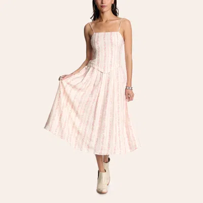 Hyfve Women's Cream & Pink Floral Print Corset Midi Dress In Multi