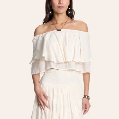 Hyfve Women's Cream Ruffle Off Shoulder Top In Neutral