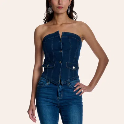 Hyfve Women's Dark Wash Denim Corset Vest In Blue