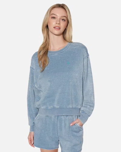 Hyfve Women's Essential Burnout Fleece Crewneck T-shirt In Gray Blue