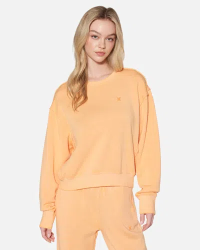 Hyfve Women's Essential Burnout Fleece Crewneck T-shirt In Orange