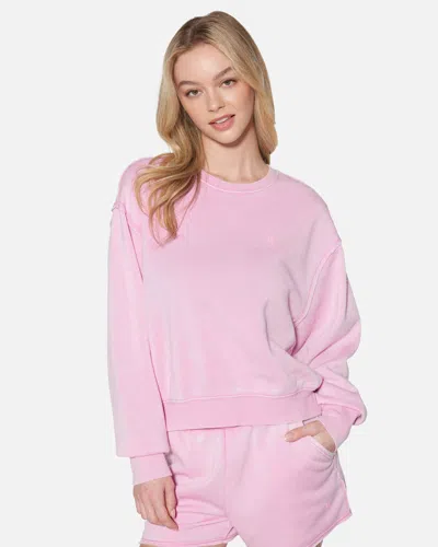 Hyfve Women's Essential Burnout Fleece Crewneck T-shirt In Pink