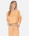 Hyfve Women's Essential Burnout Fleece Crop Crewneck In Orange