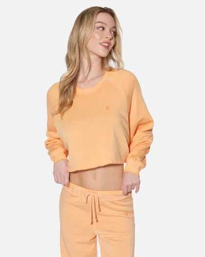 Hyfve Women's Essential Burnout Fleece Crop Crewneck T-shirt In Orange