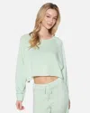 Hyfve Women's Essential Burnout Fleece Crop Crewneck In Mint