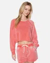 Hyfve Women's Essential Burnout Fleece Crop Crewneck In Watermelon