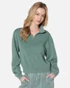 Hyfve Women's Essential Burnout Fleece Half Zip Sweatshirt In Gray Green