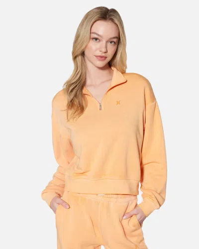Hyfve Women's Essential Burnout Fleece Half Zip Sweatshirt T-shirt In Orange