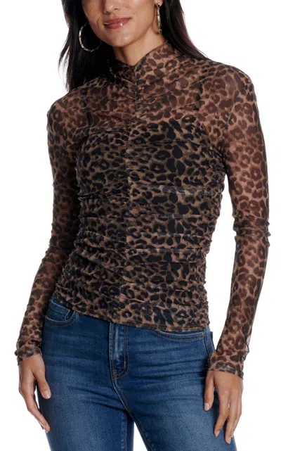 Hyfve Women's Ruched Leopard Print Mesh Top In Multi