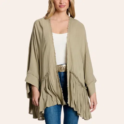 Hyfve Women's Sage Long Sleeve Fringed Kimono In Green